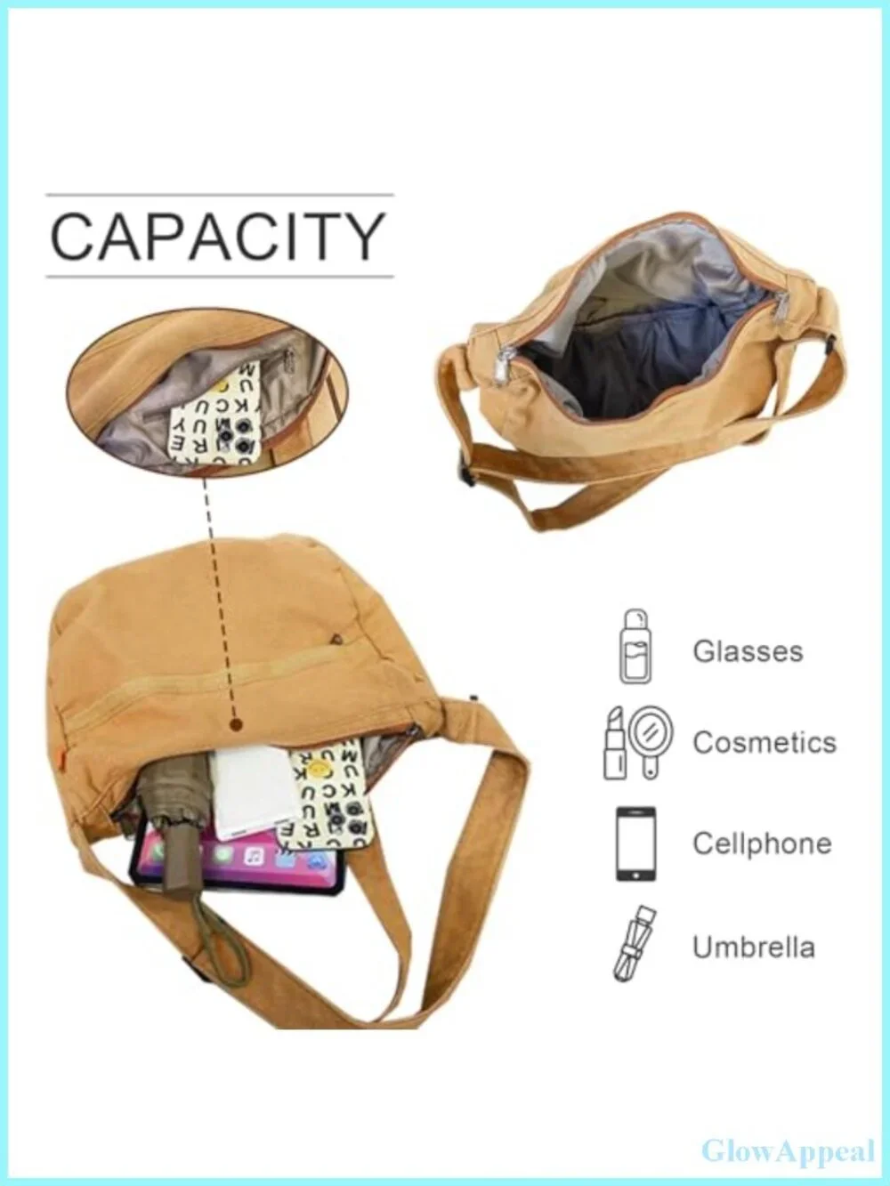 Large Canvas Hobo Shoulder Bag Crossbody Satchel Messenger Tote for Travel